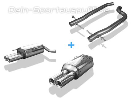 Fox Edelstahl Duplex Racing-Komplettanlage ab Kat Mercedes S-Klasse Coupe C215 2x76mm rund eingerollt gerade mit Absorber
