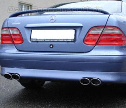 Fox Edelstahl Duplex Racing-Komplettanlage ab Kat Mercedes CLK W208 - C208 Coupe u. A208 Cabrio 2x88x74mm oval eingerollt abgeschrägt