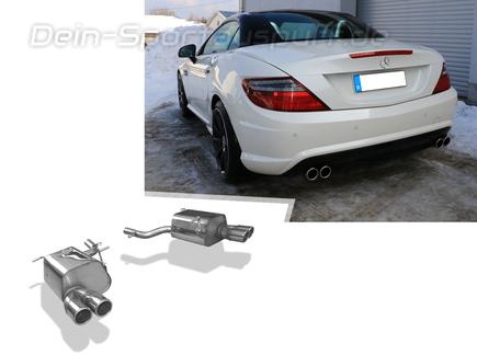 Fox Edelstahl Duplex Sportauspuff Mercedes SLK u. SLC R172 AMG Line je 2x76mm rund eingerollt abgeschrägt