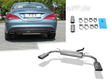 FOX Edelstahl Duplex Sportauspuff Mercedes CLA C117/X117 je 145x65mm trapezförmig eingerollt abgeschrägt