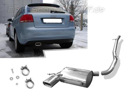 Fox Edelstahl Racing-Komplettanlage ab Kat Audi A3 8P 3.2 V6 quattro 160x80mm flachoval eingerollt abgeschrägt mit Absorber