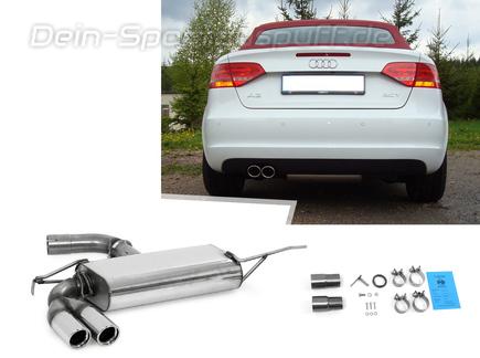 Fox Edelstahl Sportauspuff Ø70mm Audi A3 8P Cabrio 2x76mm rund eingerollt abgeschrägt