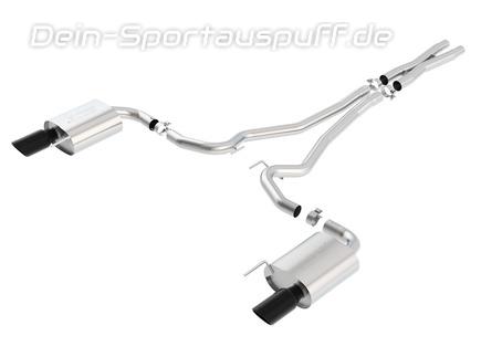 Borla S-TYPE Edelstahl Duplex Komplettanlage ab Kat Ford Mustang 6 GT ab 2015 je 102mm rund eingerollt abgeschrägt in schwarz