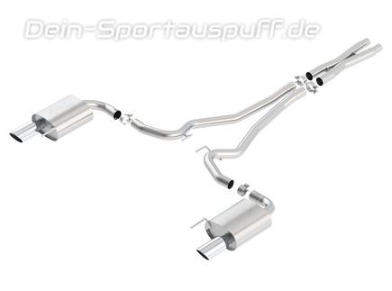 Borla ATAK Edelstahl Duplex Komplettanlage ab Kat Ford Mustang 6 GT ab 2015 je 102mm rund eingerollt abgeschrägt