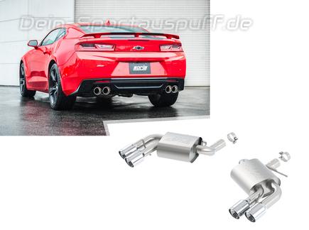 Borla S-TYPE Edelstahl Duplex Sportauspuff Ø70mm-System Chevrolet Camaro SS V8 Modelljahr 2016-17 je 2x102mm rund eingerollt abgeschrägt