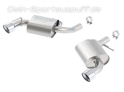 Borla S-TYPE Edelstahl Duplex Sportauspuff Ø70mm-System Chevrolet Camaro SS V8 Modelljahr 2016-17 je 114mm rund eingerollt abgeschrägt