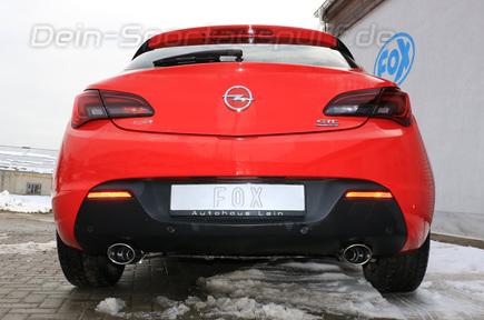 Fox Edelstahl Duplex Sportauspuff-Komplettanlage ab Kat Opel Astra J GTC je 115x85mm oval eingerollt abgeschrägt