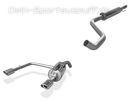 Fox Edelstahl Duplex Sportauspuff-Komplettanlage ab Kat Toyota Yaris 1 TS Typ P1 je 115x85mm oval eingerollt abgeschrägt mit Absorber