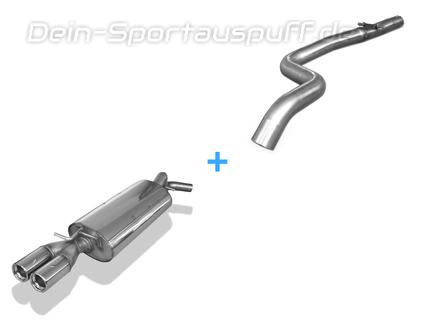 Fox Edelstahl Racing-Komplettanlage ab Kat Ø63,5mm-System Audi A3 8L 2x76mm rund eingerollt gerade mit Absorber