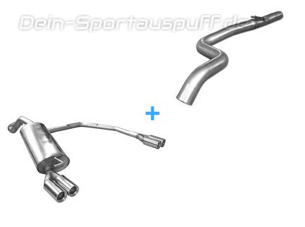 Fox Edelstahl Duplex Racing-Komplettanlage ab Kat VW New Beetle 1C 9C u. Cabrio 1Y je 2x76mm rund eingerollt gerade