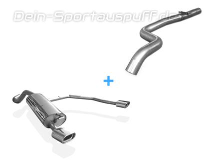 Fox Edelstahl Duplex Racing-Komplettanlage ab Kat VW New Beetle 1C 9C u. Cabrio 1Y je 135x80mm flachoval eingerollt abgeschrägt