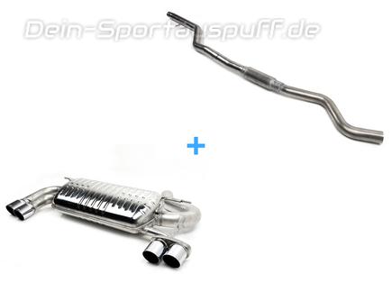 Eisenmann Edelstahl Duplex Sportauspuff-Komplettanlage ab Kat BMW 3er F34 Grand Turismo 320i je 2x76mm rund scharfkantig abgeschrägt
