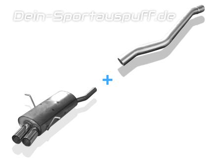 Fox Edelstahl Racing-Komplettanlage ab Kat BMW 3er E46 316i u. 318i Limousine/ Touring/ Coupe 2x76mm rund scharf gerade