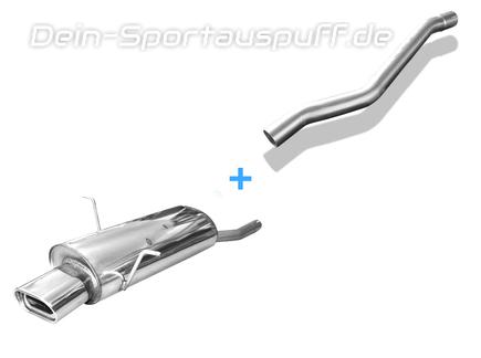 Fox Edelstahl Racing-Komplettanlage ab Kat BMW 3er E46 316i u. 318i Limousine/ Touring/ Coupe 135x80mm flachoval eingerollt abgeschrägt mit Absorber