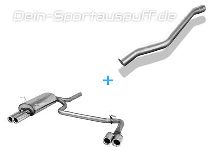 Fox Edelstahl Duplex Racing-Komplettanlage ab Kat BMW 3er E46 316i u. 318i Limousine/ Touring/ Coupe je 2x76mm rund eingerollt gerade mit Absorber
