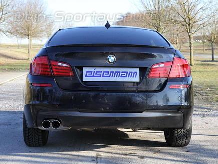 Eisenmann Edelstahl Sportauspuff RACE-Version BMW 5er F10 Limousine 520i 2x83mm rund eingerollt abgeschrägt