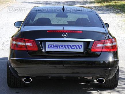 Eisenmann Edelstahl Duplex Komplettanlage ab Kat RACE-Version Mercedes E-Klasse W207 Coupe Cabrio E200 E250 je 1x120x77mm oval eingerollt abgeschrägt