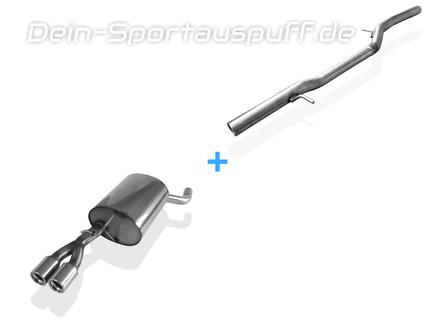 Fox Edelstahl Racing-Komplettanlage ab Kat Skoda Octavia 1U 1.8T 4x4 2x76mm rund eingerollt gerade mit Absorber