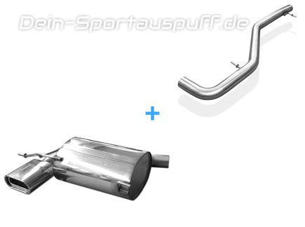 Fox Edelstahl Racing-Komplettanlage ab Kat VW Tiguan Typ 5N 160x80mm flachoval eingerollt abgeschrägt mit Absorber
