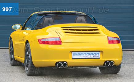 Eisenmann Edelstahl Duplex Endrohrsatz Porsche 911 Typ 997.1 bis 07/2008 je 2x90mm rund eingerollt gerade