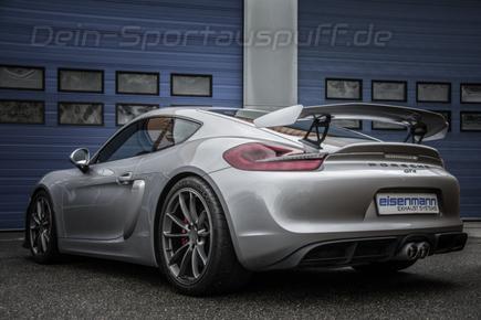 Eisenmann Edelstahl Mittig Sportauspuff mit Klappensteuerung Porsche Cayman GT4 u. Boxster Spyder Typ 981