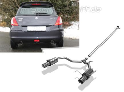 Fox Edelstahl Duplex Racing-Komplettanlage ab Kat Suzuki Swift 4 Typ FZ NZ 1.2l 4x4 ab 2010 je 90mm rund doppelwandig abgeschrägt