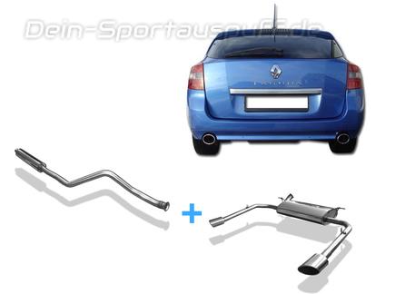 Fox Edelstahl Duplex Sportauspuffanlage ab Kat Renault Laguna 3 Grandtour je 115x85mm oval eingerollt seitlich abgeschrägt
