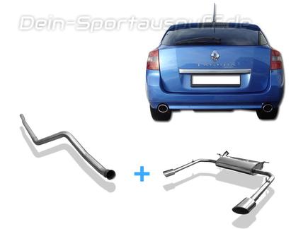 Fox Edelstahl Duplex Racing-Komplettanlage ab Kat Renault Laguna 3 Grandtour je 115x85mm oval eingerollt seitlich abgeschrägt