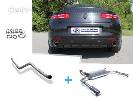Fox Edelstahl Duplex Racing-Komplettanlage ab Kat Renault Laguna 3 Coupe je 90mm rund doppelwandig abgeschrägt