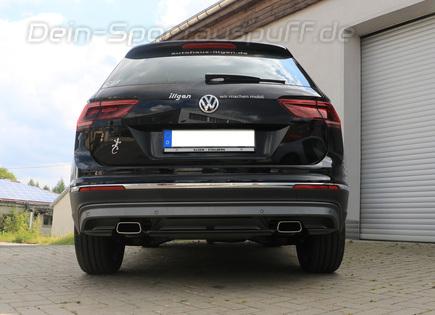 FOX Edelstahl Duplex Sportauspuff VW Tiguan 2 Typ AD1 Benzin 4Motion je 145x65mm trapezförmig eingerollt abgeschrägt