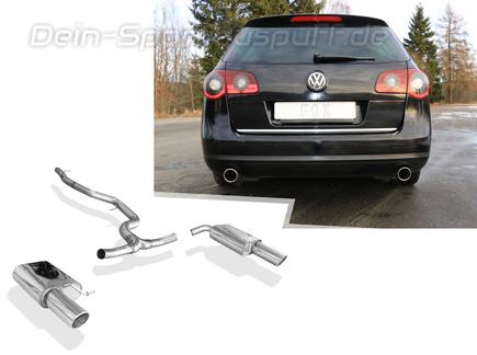 FOX Edelstahl Duplex Racing-Sportauspuffanlage ab Kat VW Passat 3C 3.2 FSI 4Motion je 100mm rund eingerollt abgeschrägt
