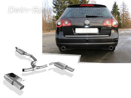FOX Edelstahl Duplex Sportauspuffanlage ab Kat VW Passat 3C 3.2 FSI 4Motion je 100mm rund eingerollt abgeschrägt