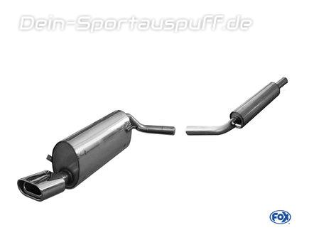 Fox Edelstahl Sportauspuff-Komplettanlage ab Kat Skoda Fabia NJ Schrägheck ab 2014 135x80mm flachoval eingerollt abgeschrägt mit Absorber