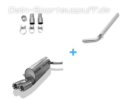 Fox Edelstahl Racing-Komplettanlage ab Kat Skoda Fabia 6Y Schrägheck Bj.99-07 2x76mm rund eingerollt gerade mit Absorber