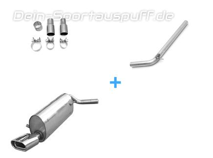 Fox Edelstahl Racing-Komplettanlage ab Kat Skoda Fabia 6Y Schrägheck Bj.99-07 135x80mm flachoval eingerollt abgeschrägt mit Absorber