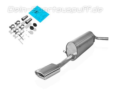 Fox Edelstahl Sportauspuff Skoda Fabia NJ Combi ab 2014 135x80mm flachoval eingerollt abgeschrägt mit Absorber