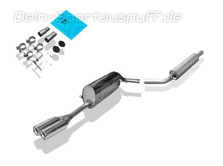 Fox Edelstahl Sportauspuff-Komplettanlage ab Kat Skoda Fabia NJ Combi ab 2014 135x80mm flachoval eingerollt abgeschrägt mit Absorber