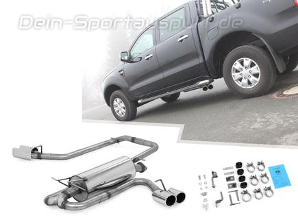 Fox Edelstahl Auspuff-Halbanlage Sidepipe rechts-links Ford Ranger ab 2015 je 2x90mm rund eingerollt abgeschrägt