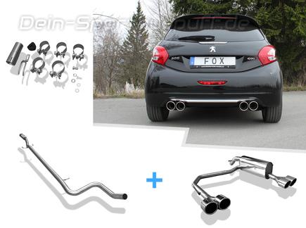 Fox Edelstahl Duplex Racing-Komplettanlage ab Kat Peugeot 208 GTI je 2x100mm rund eingerollt abgeschrägt
