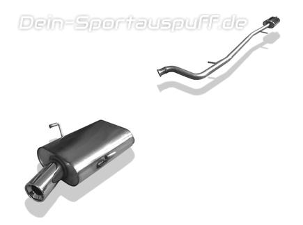 Fox Edelstahl Sportauspuff-Komplettanlage ab Kat Peugeot 406 2.0 Limousine u. Coupe 1x90mm rund eingerollt gerade mit Absorber