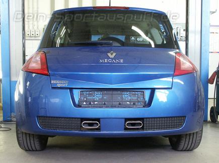 FOX Edelstahl Mittig Sportauspuff Megane 2 Sport - RS 130x50mm flachoval eingerollt abgeschrägt