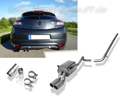 Fox Edelstahl Racing-Komplettanlage ab Kat Renault Megane 3 Schrägheck/Coupe GT-Line 2x80mm rund eingerollt