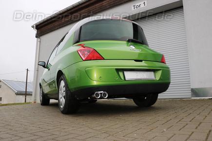Fox Edelstahl Racing-Komplettanlage ab Kat Renault Avantime 2.0l 2x80mm rund eingerollt gerade mit Absorber