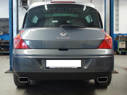Fox Edelstahl Duplex Racing-Komplettanlage ab Kat Renault Avantime 3.0l je 160x80mm flachoval eingerollt abgeschrägt