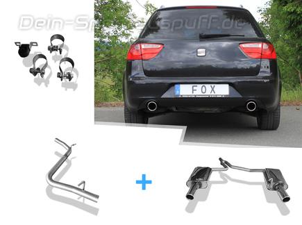 Fox Edelstahl Duplex Racing-Komplettanlage ab Kat Seat Exeo 1.8l Limo u. ST je 1x90mm rund eingerollt abgeschrägt