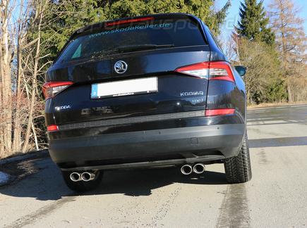 FOX Edelstahl Duplex Sportauspuff Skoda Kodiaq 4x4 Benzin je 2x88x74mm oval eingerollt abgeschrägt