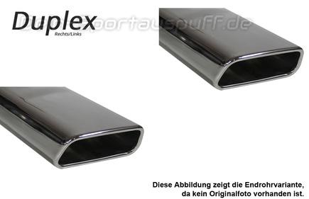 FOX Edelstahl Duplex Sportauspuff-Komplettanlage ab Kat Skoda Kodiaq 4x4 Benzin je 145x65mm trapezförmig eingerollt abgeschrägt