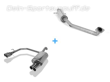 Fox Edelstahl Duplex Sportauspuff-Komplettanlage ab Kat Toyota Corolla E12 1.4l & 1.6l Schrägheck je 2x80mm rund eingerollt gerade