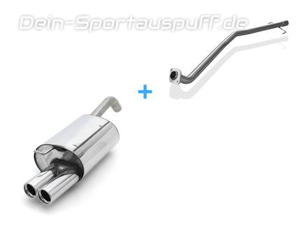 Fox Edelstahl Racing-Komplettanlage ab Kat Toyota Corolla E12 1.4l & 1.6l Schrägheck 2x80mm rund eingerollt gerade mit Absorber