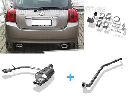 FOX Edelstahl Duplex Racing-Auspuffanlage ab Kat Corolla E12 1.8 TS Compressor je 135x80mm flachoval eingerollt abgeschrägt